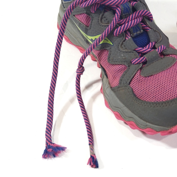 Saucony Peregrine Shield 2 Pink, Grey, Blue & Green Sneakers Shoes Size 1.5 - Picture 9 of 12